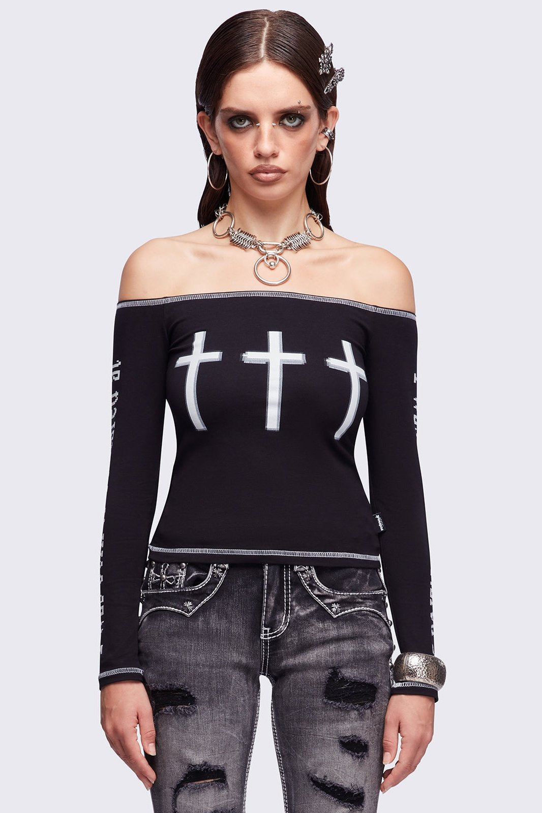 Look at Me Black Off-Shoulder Top