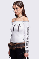 Look at Me White Off-Shoulder Top