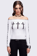 Look at Me White Off-Shoulder Top