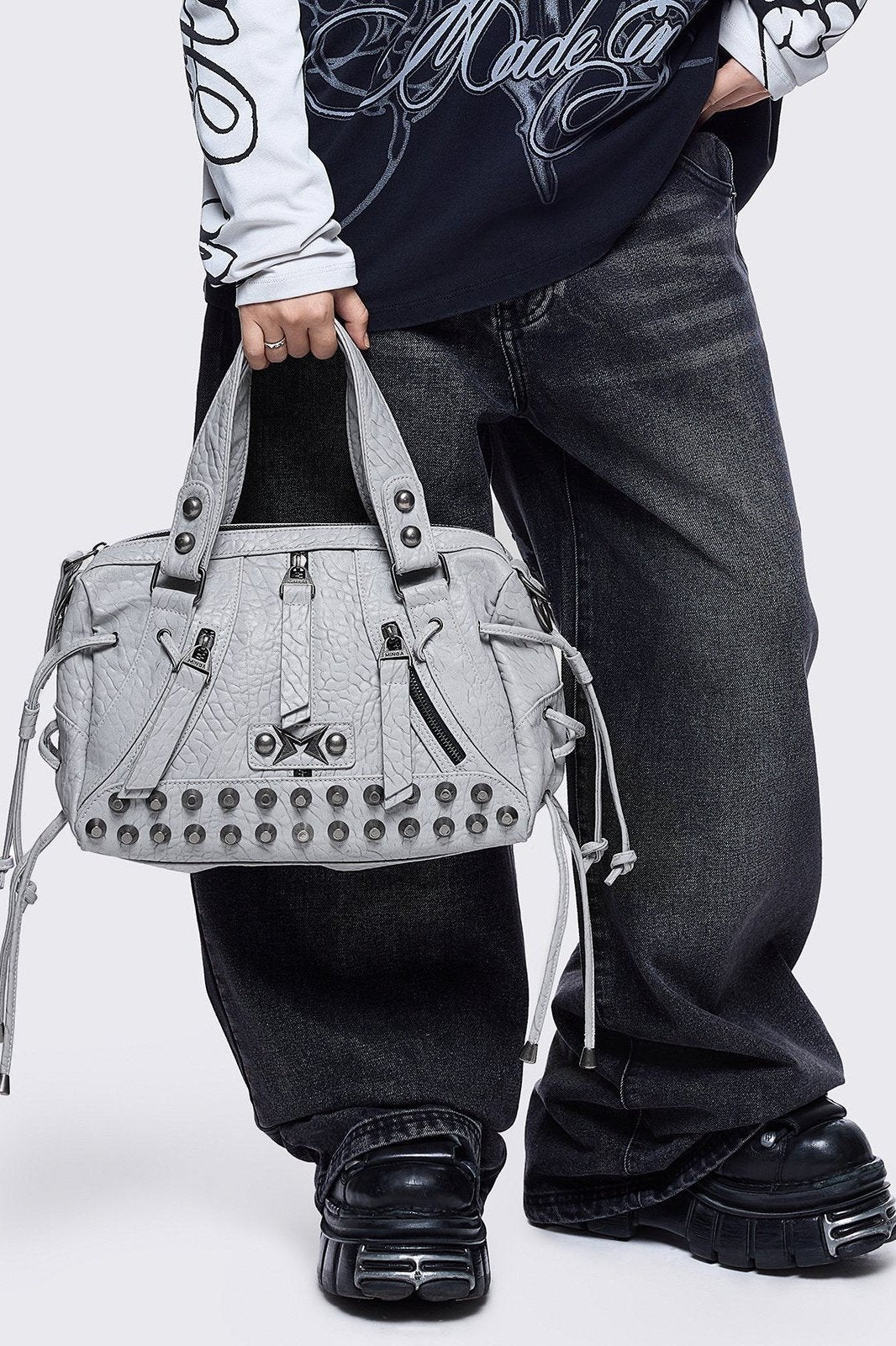 Alba Studded Faux Leather Shoulder Bag
