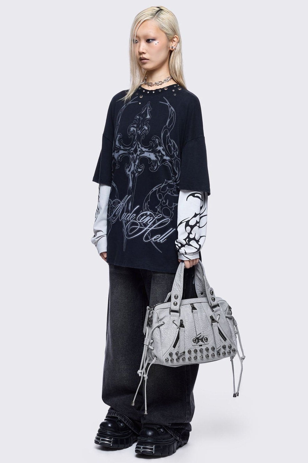 Alba Studded Faux Leather Shoulder Bag
