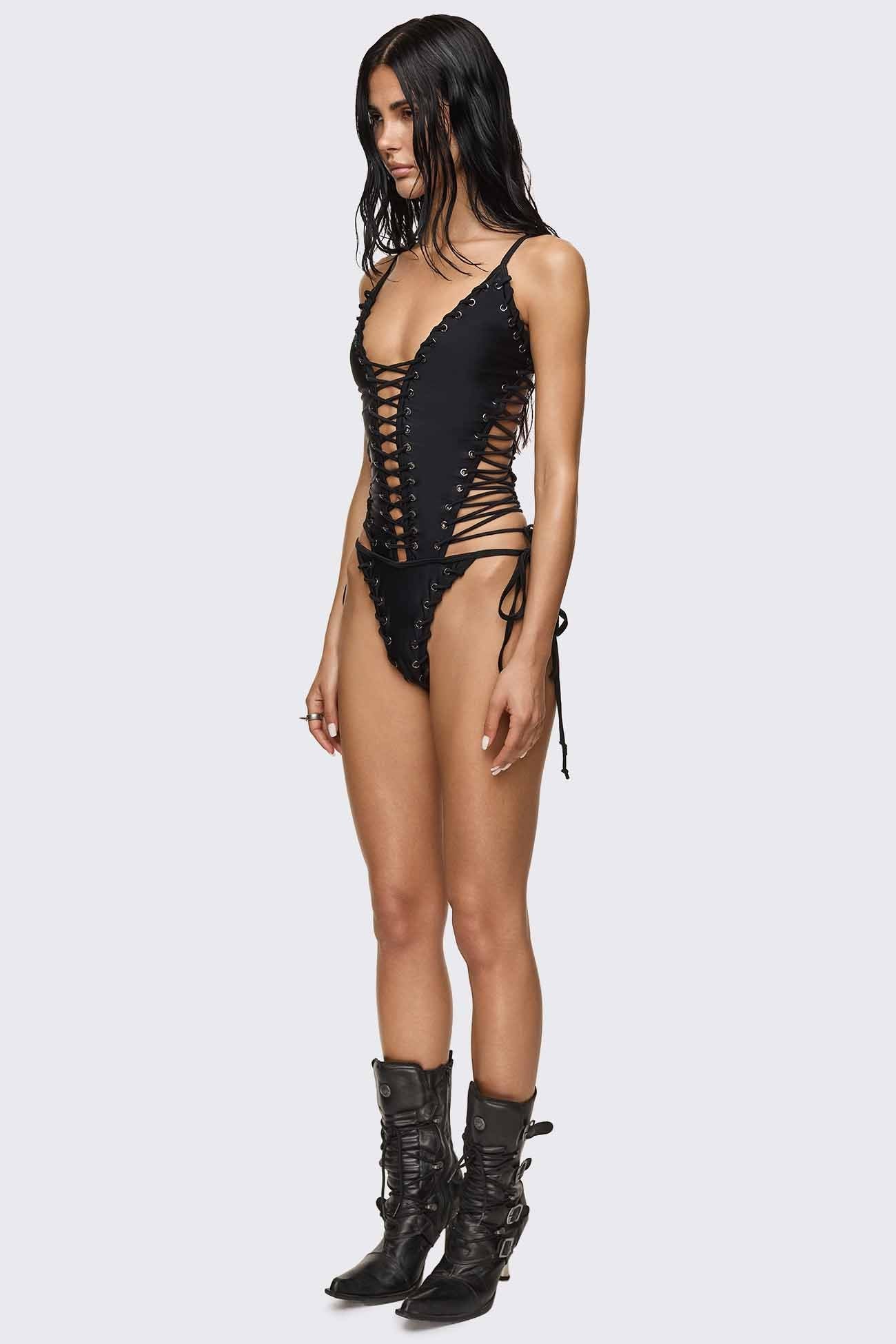 Bad Decisions Lace-up Swimsuit