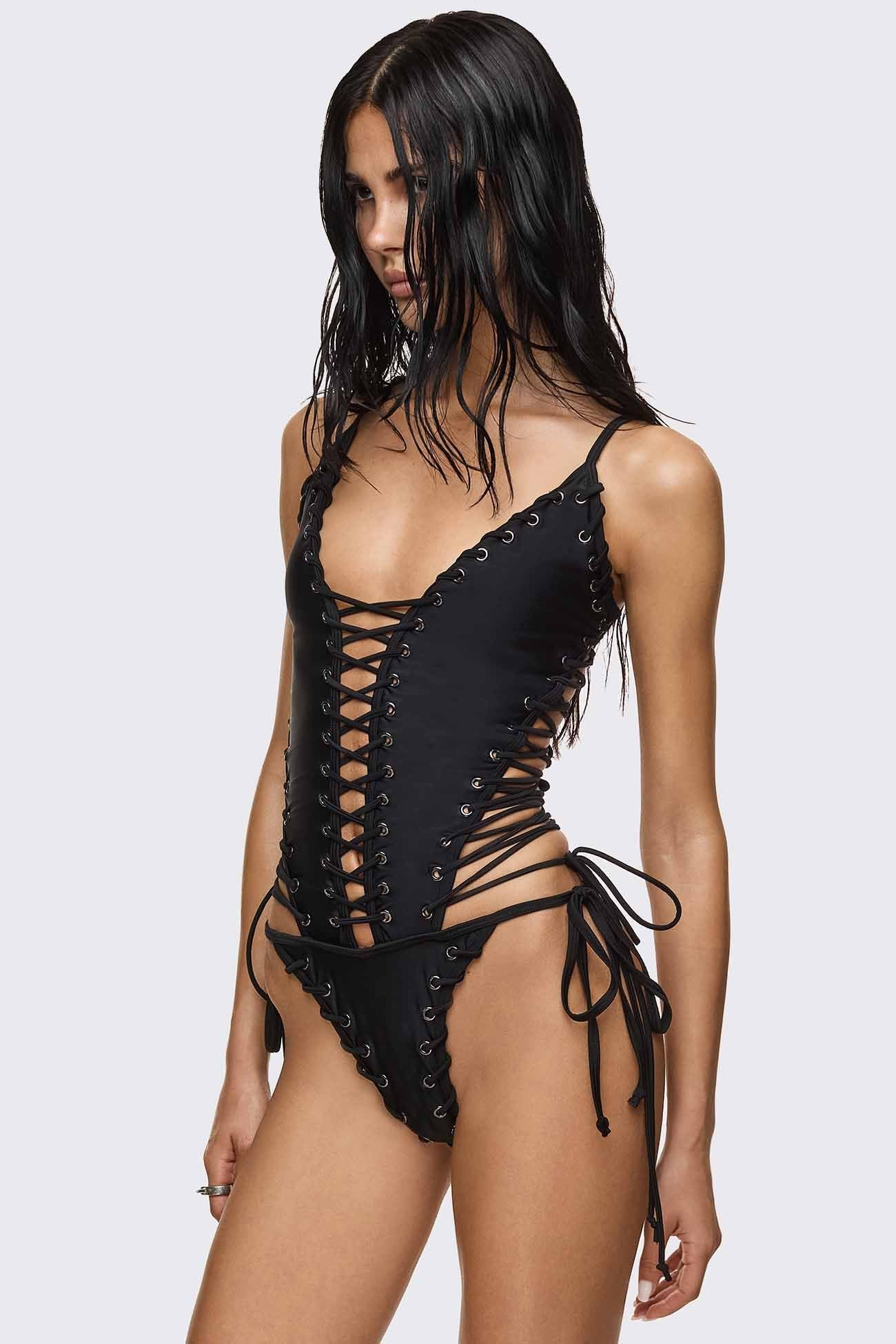 Bad Decisions Lace-up Swimsuit