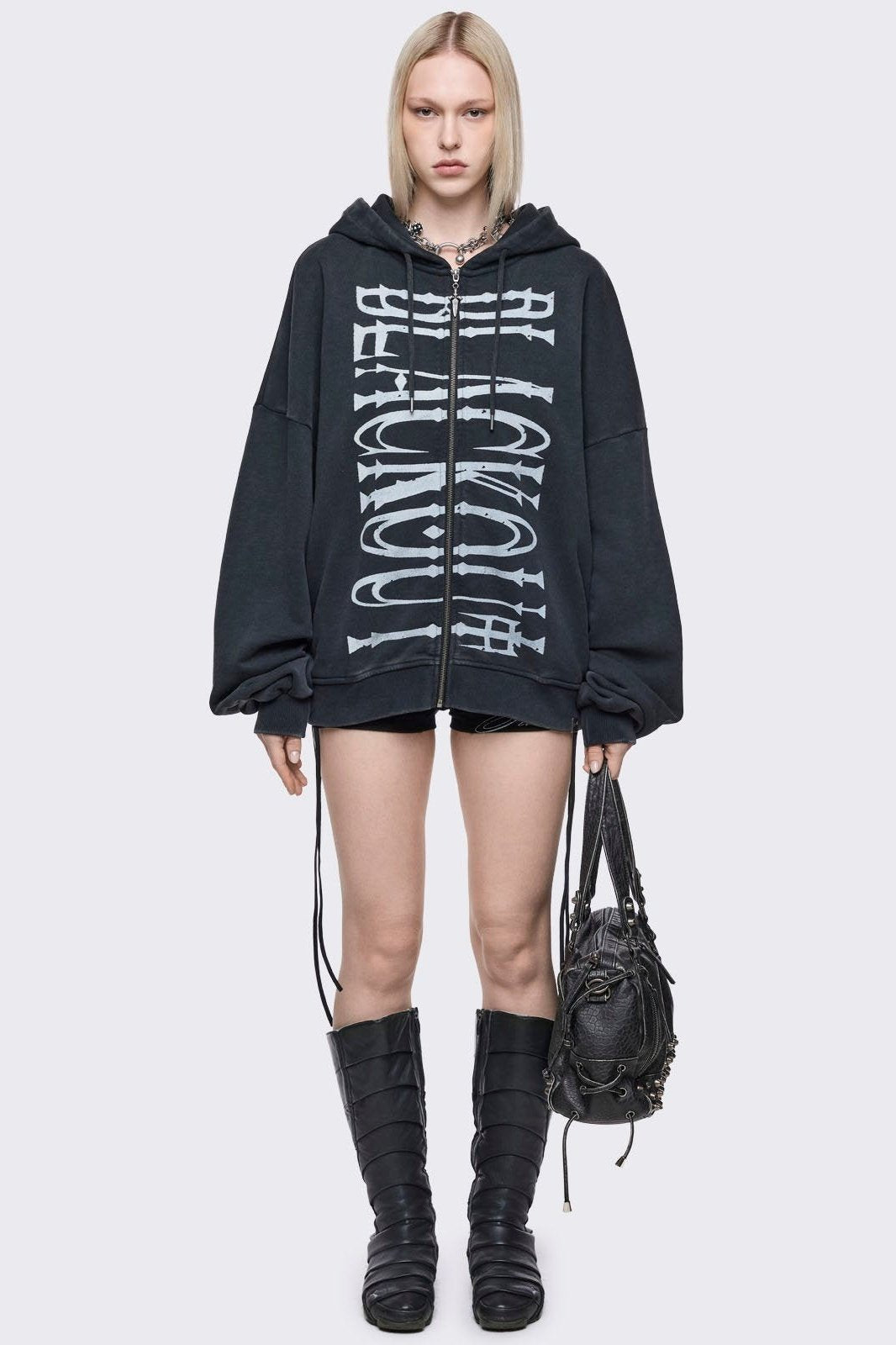 Blackout Washed Zip Up Hoodie