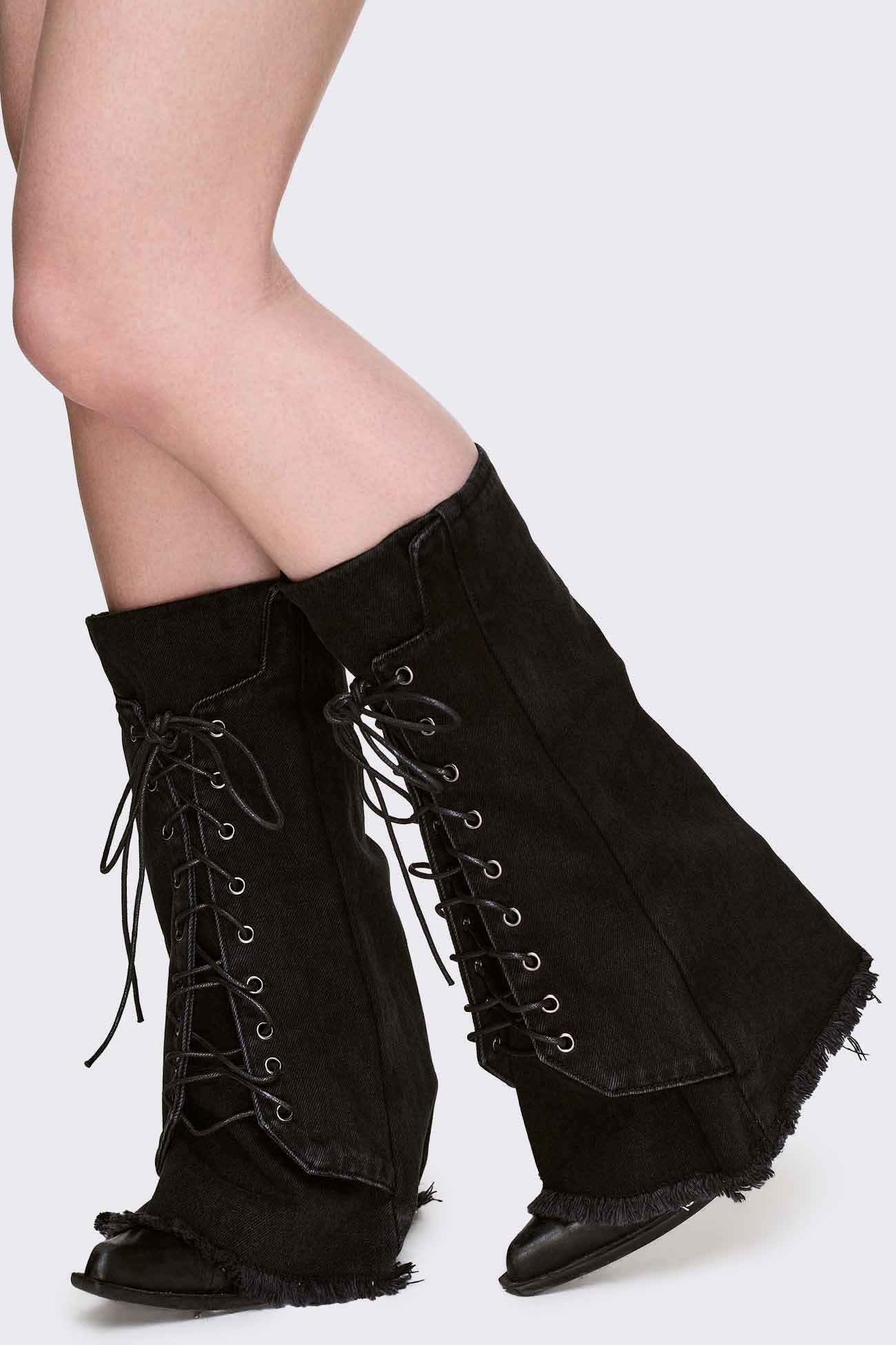Bound Denim Leg Warmers