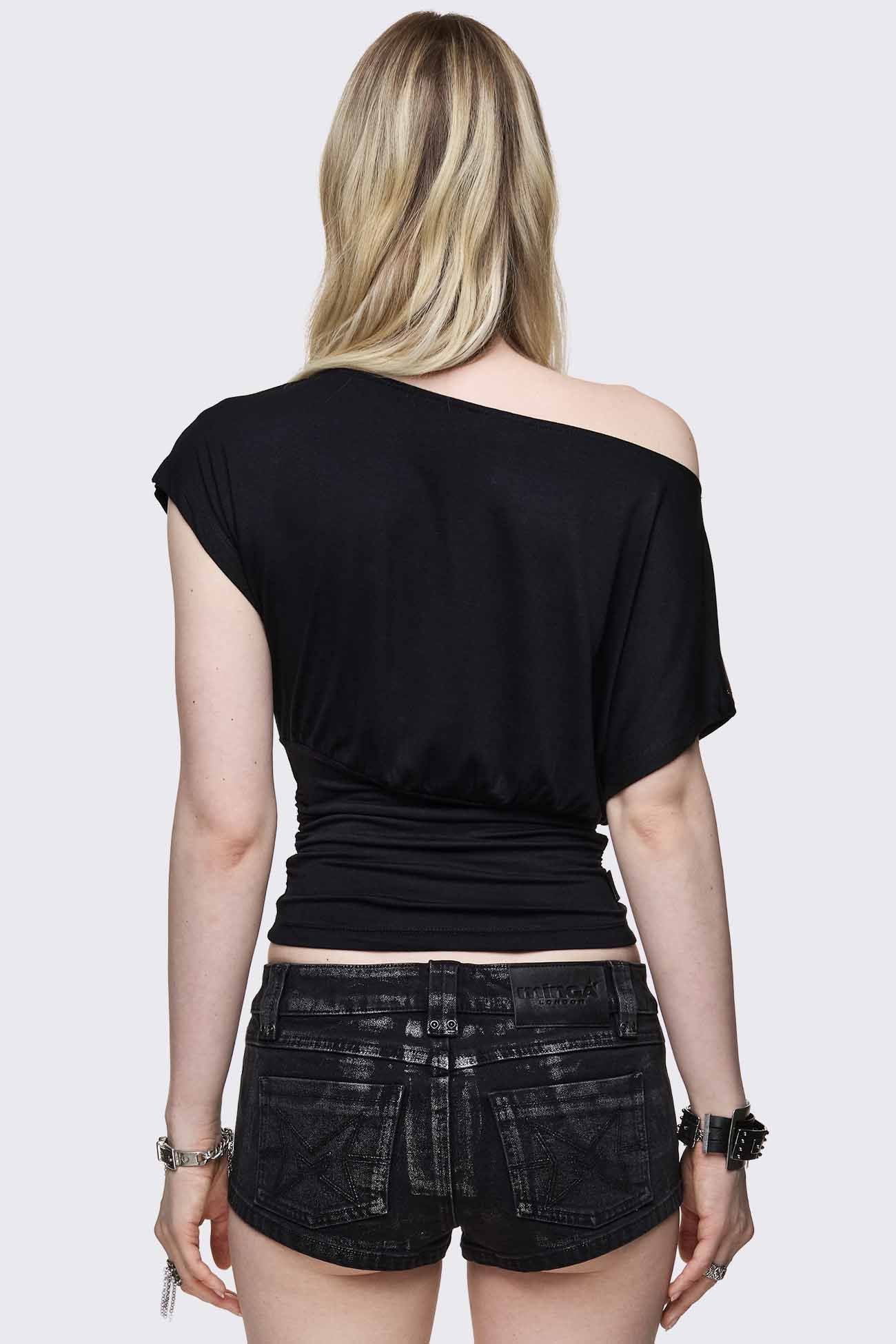 Bury My Soul Foil Off Shoulder Top