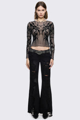 Cryptic Grey Mesh Top