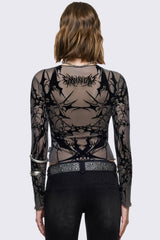 Cryptic Grey Mesh Top