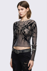 Cryptic Grey Mesh Top