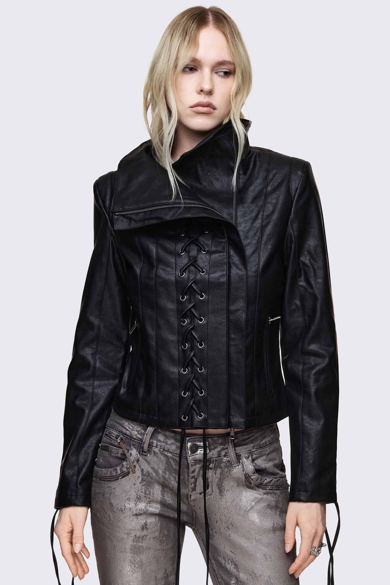 Dimension Lace Up Funnel Jacket