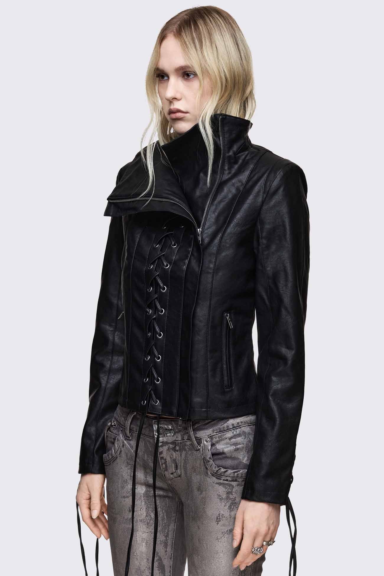 Dimension Lace Up Funnel Jacket