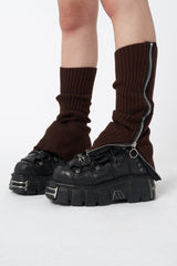 Downtown Brown Zip Up Leg Warmers
