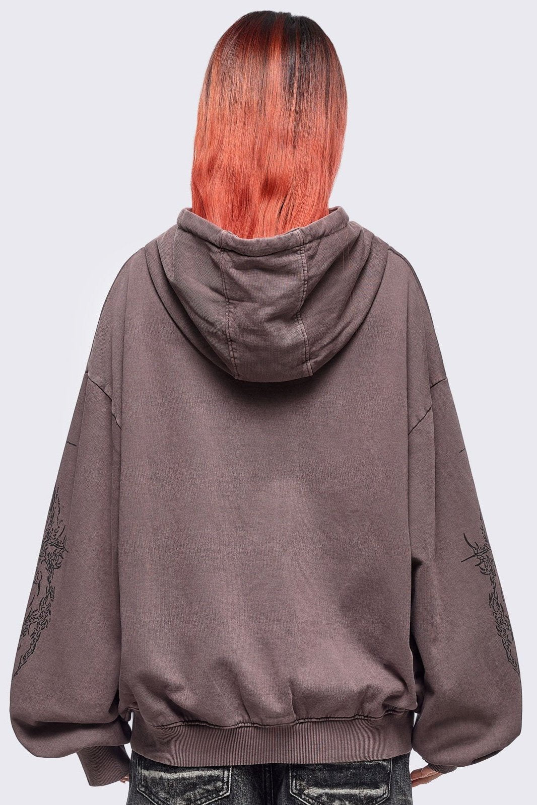 Enigmatic Brown Washed Zip Up Hoodie