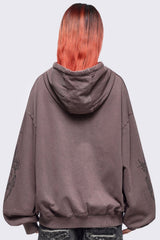Enigmatic Brown Washed Zip Up Hoodie