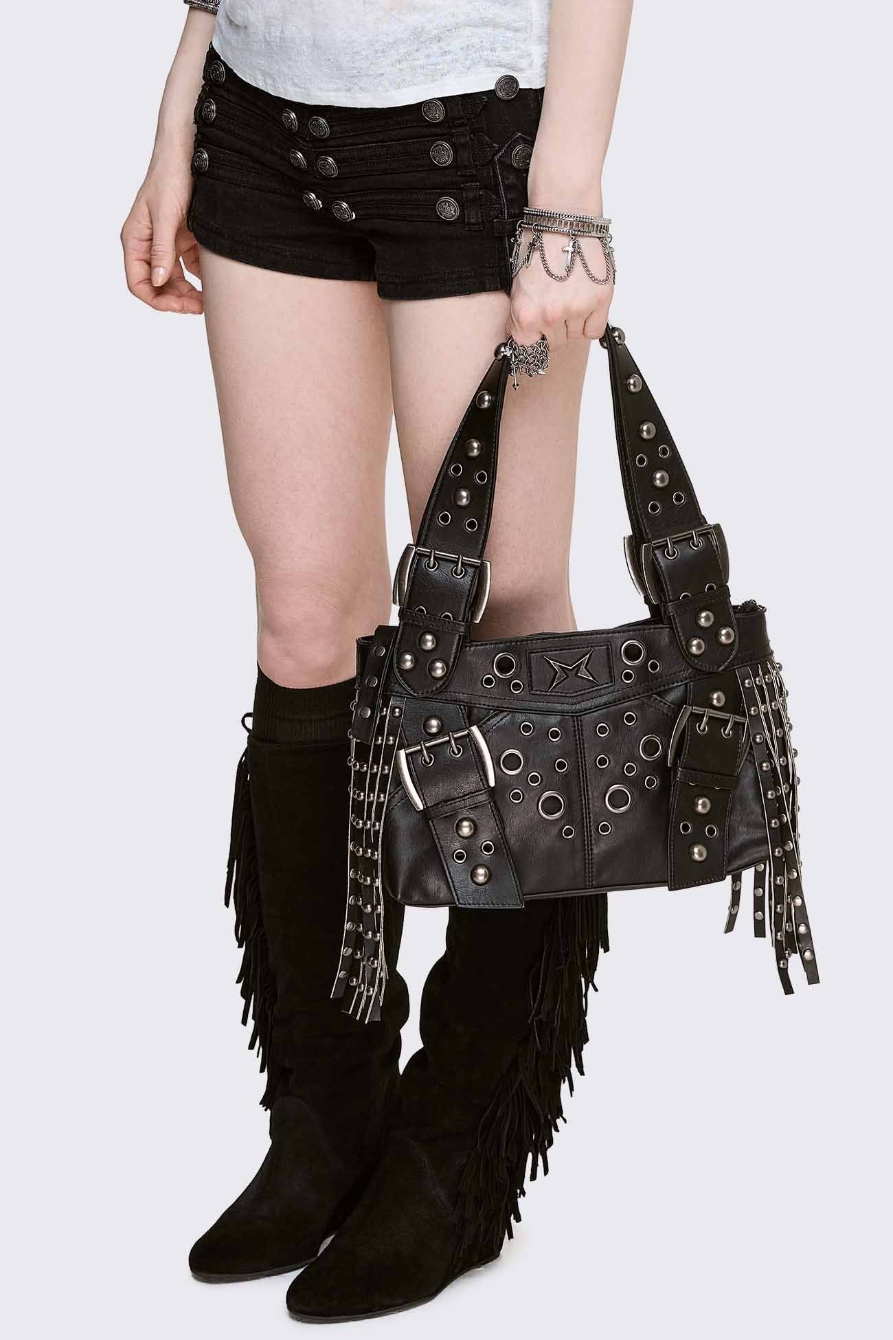 Fern Studded Fringe Shoulder Bag