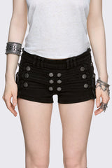 Hilda Military Mini Denim Shorts