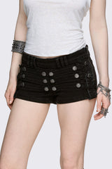 Hilda Military Mini Denim Shorts