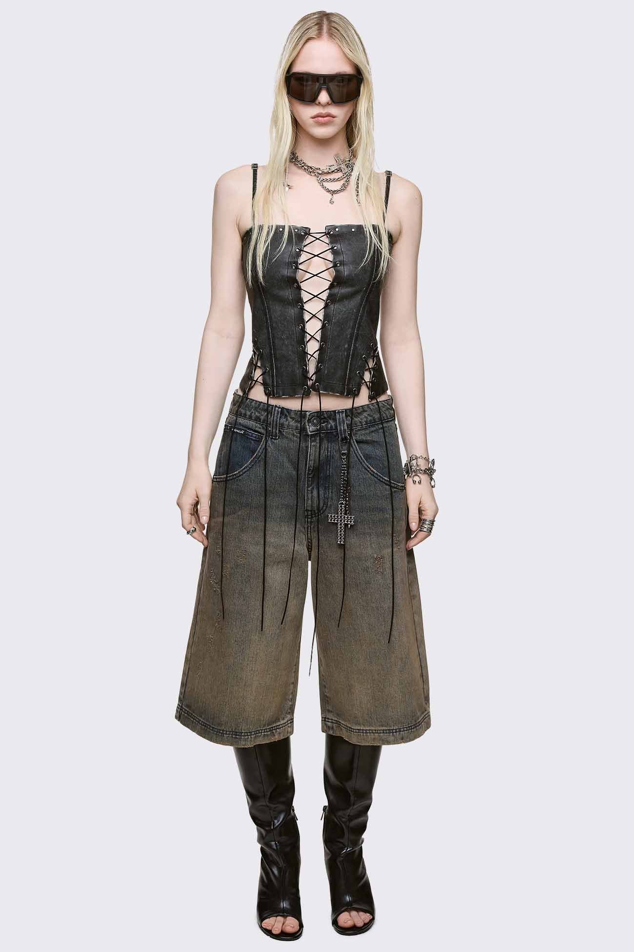 Jessie Faux Leather Corset Top