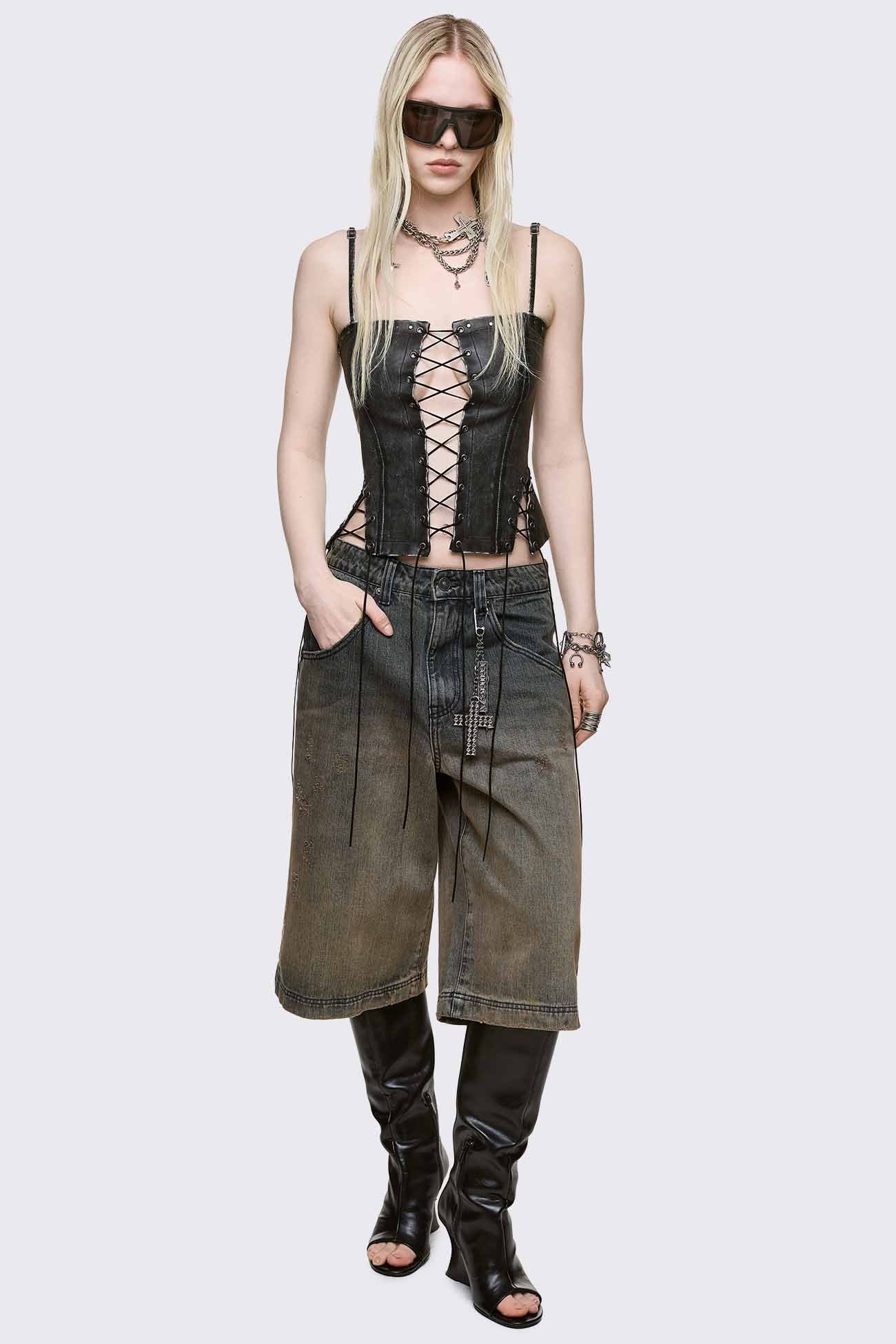 Jessie Faux Leather Corset Top