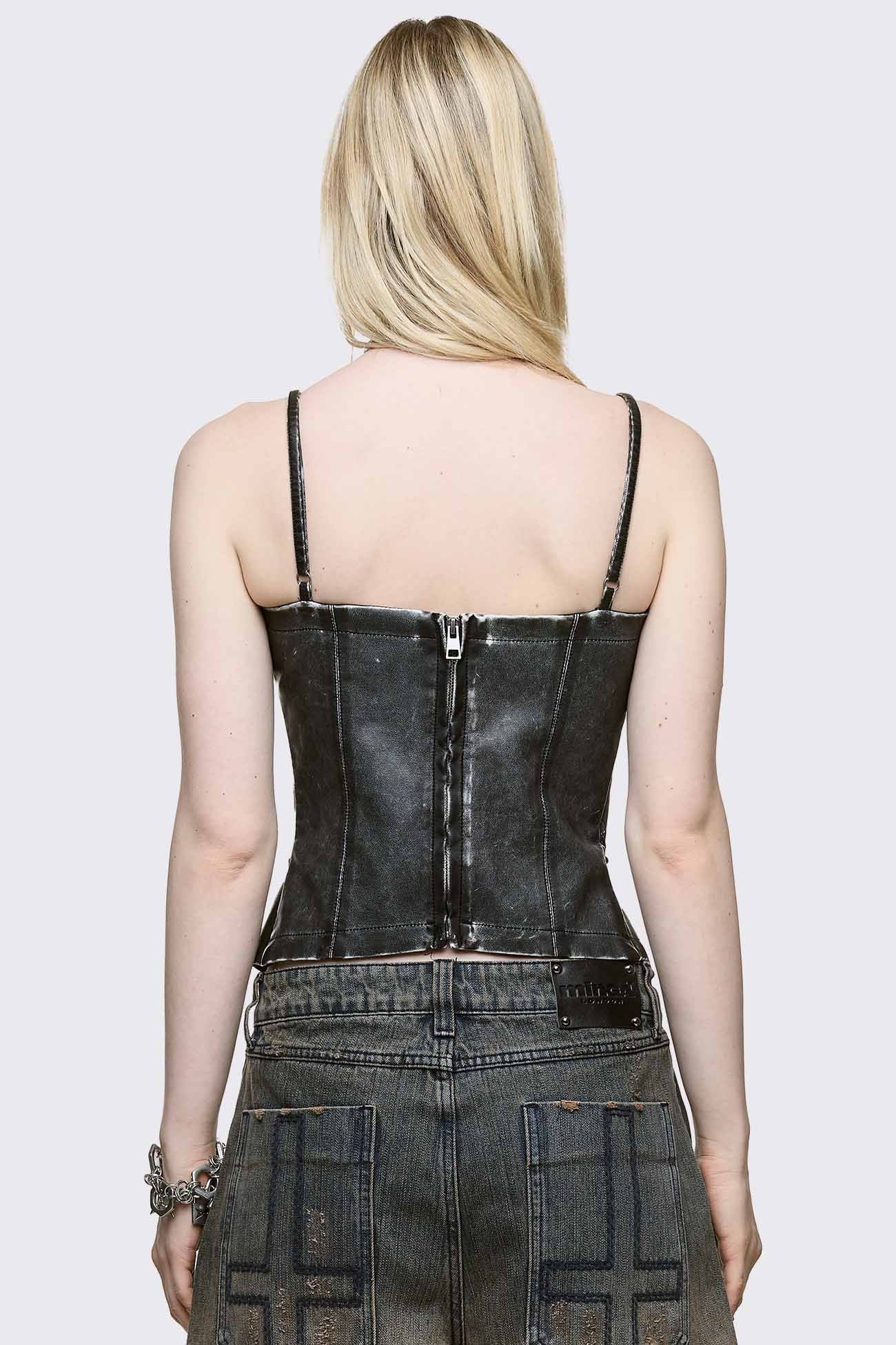 Jessie Faux Leather Corset Top