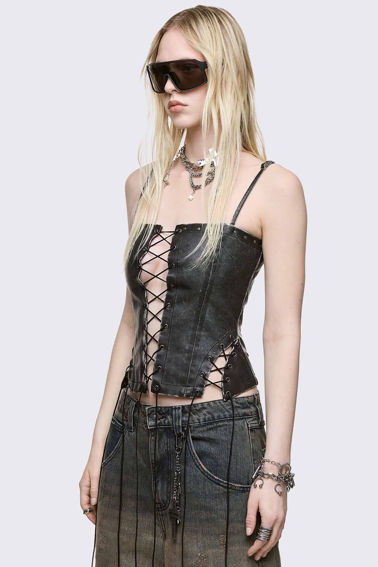 Jessie Faux Leather Corset Top