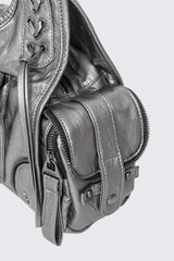 Jules Silver Faux Leather Shoulder Bag