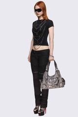 Jules Silver Faux Leather Shoulder Bag