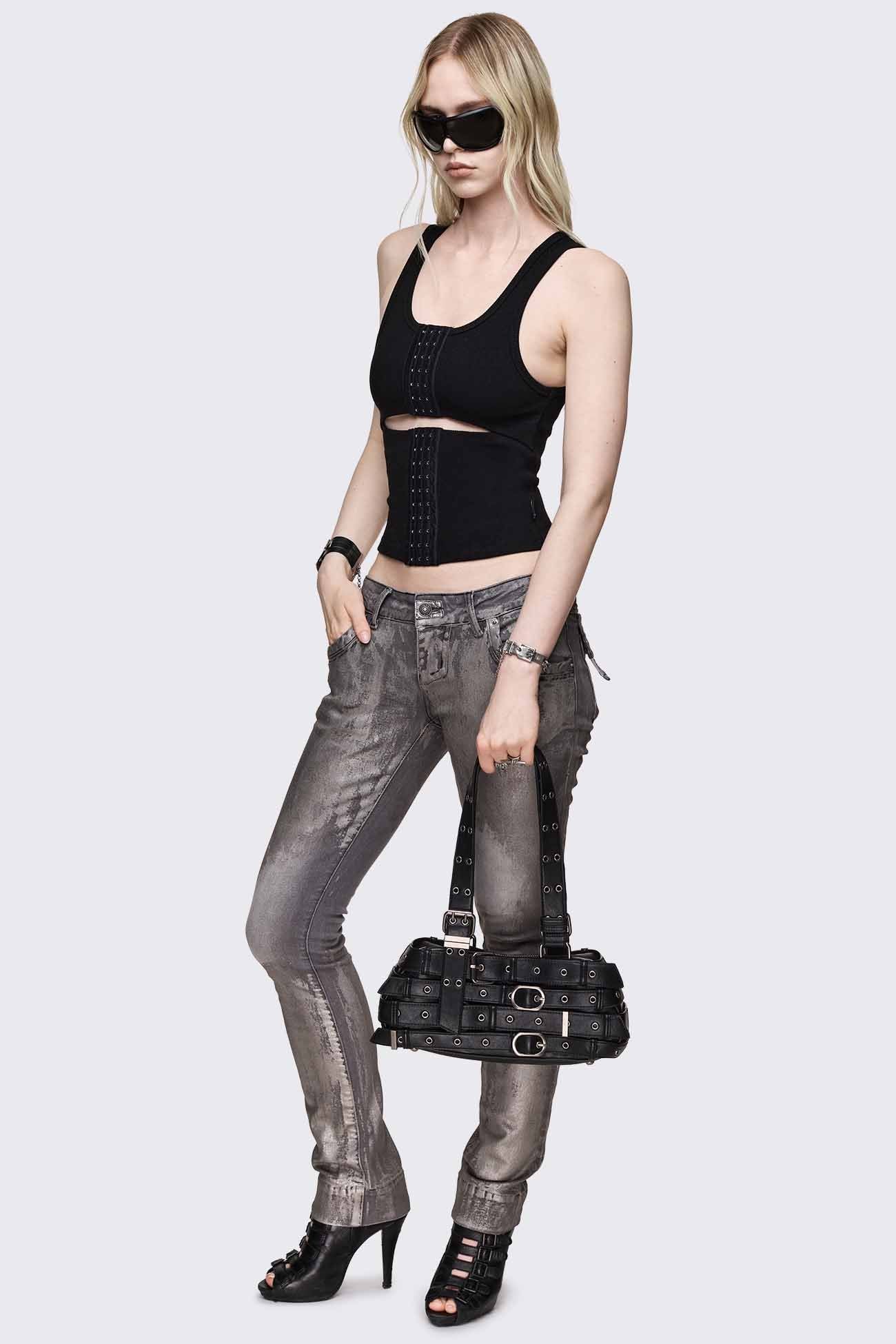 Kate Belted Faux Leather Shoulder Bag