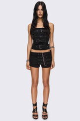 Kendrix Belted Denim Bandeau Top