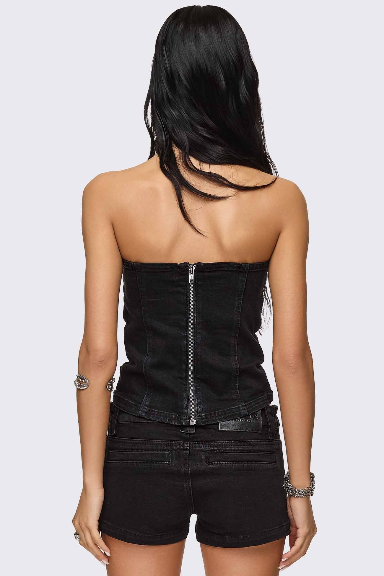 Kendrix Belted Denim Bandeau Top