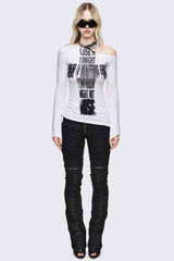 Lose It Graphic Off Shoulder White Top
