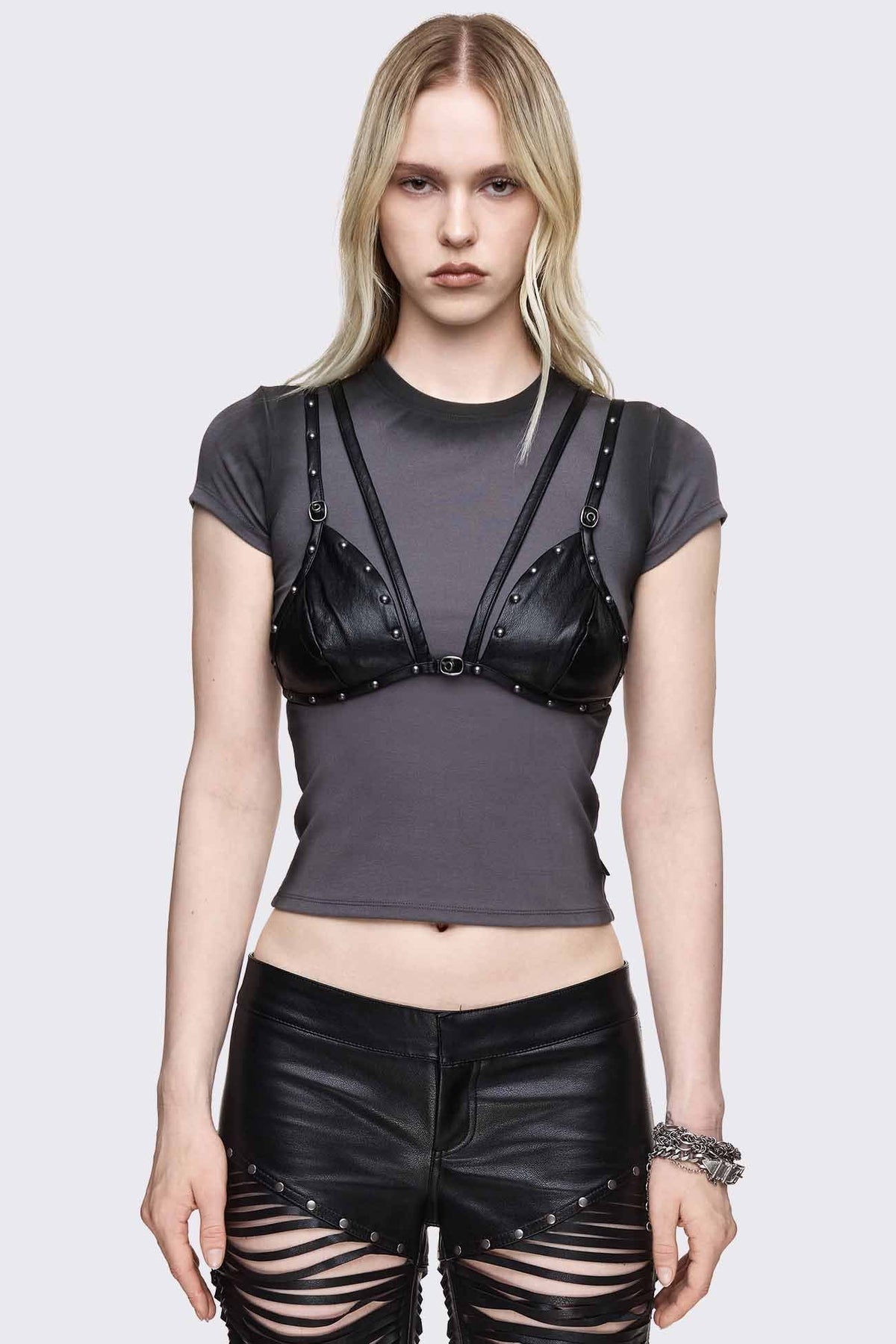 Mutiny Layered Studded Bralet Top