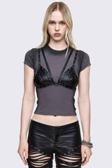 Mutiny Layered Studded Bralet Top