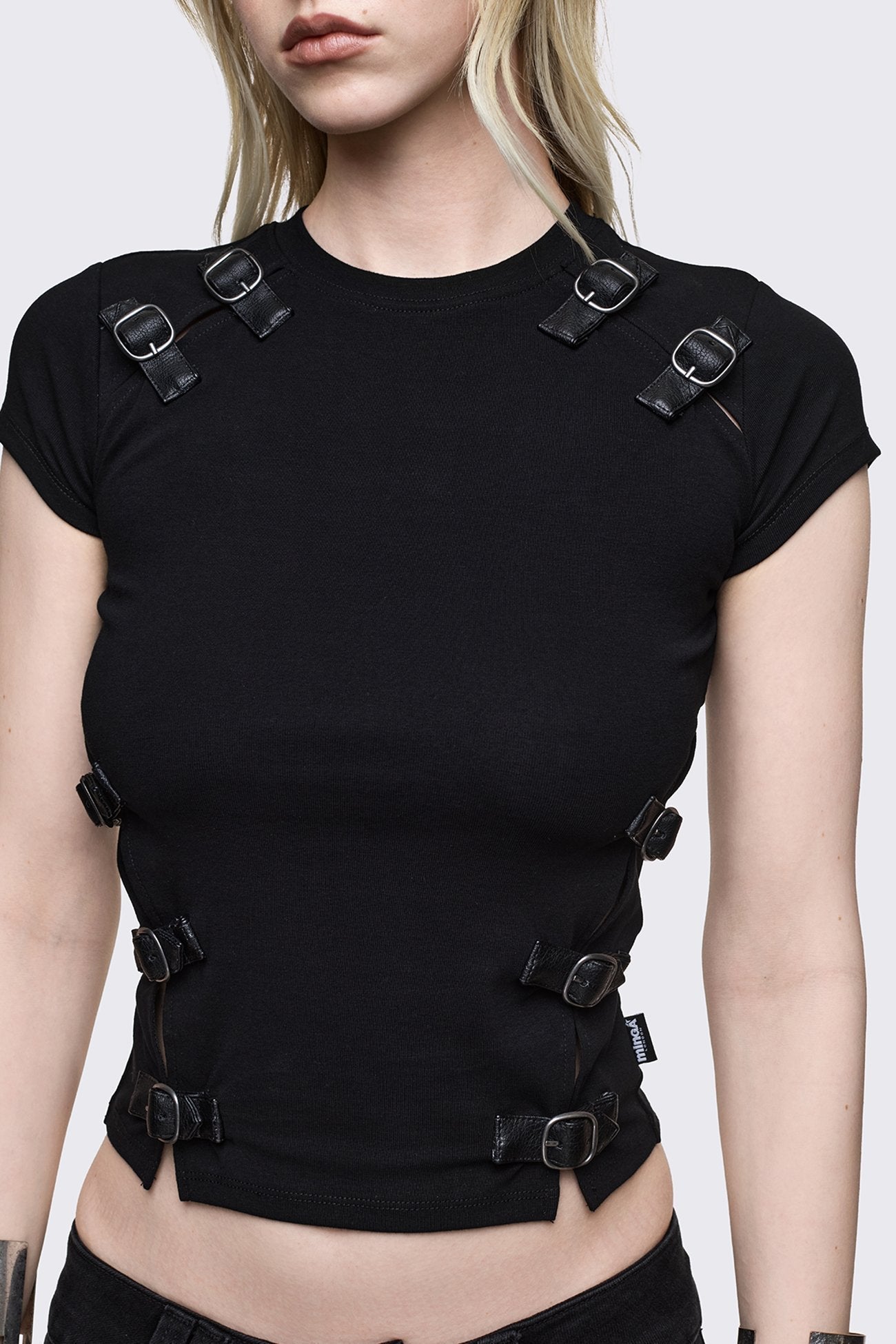 Oblivion Buckle Cut Out Baby Tee
