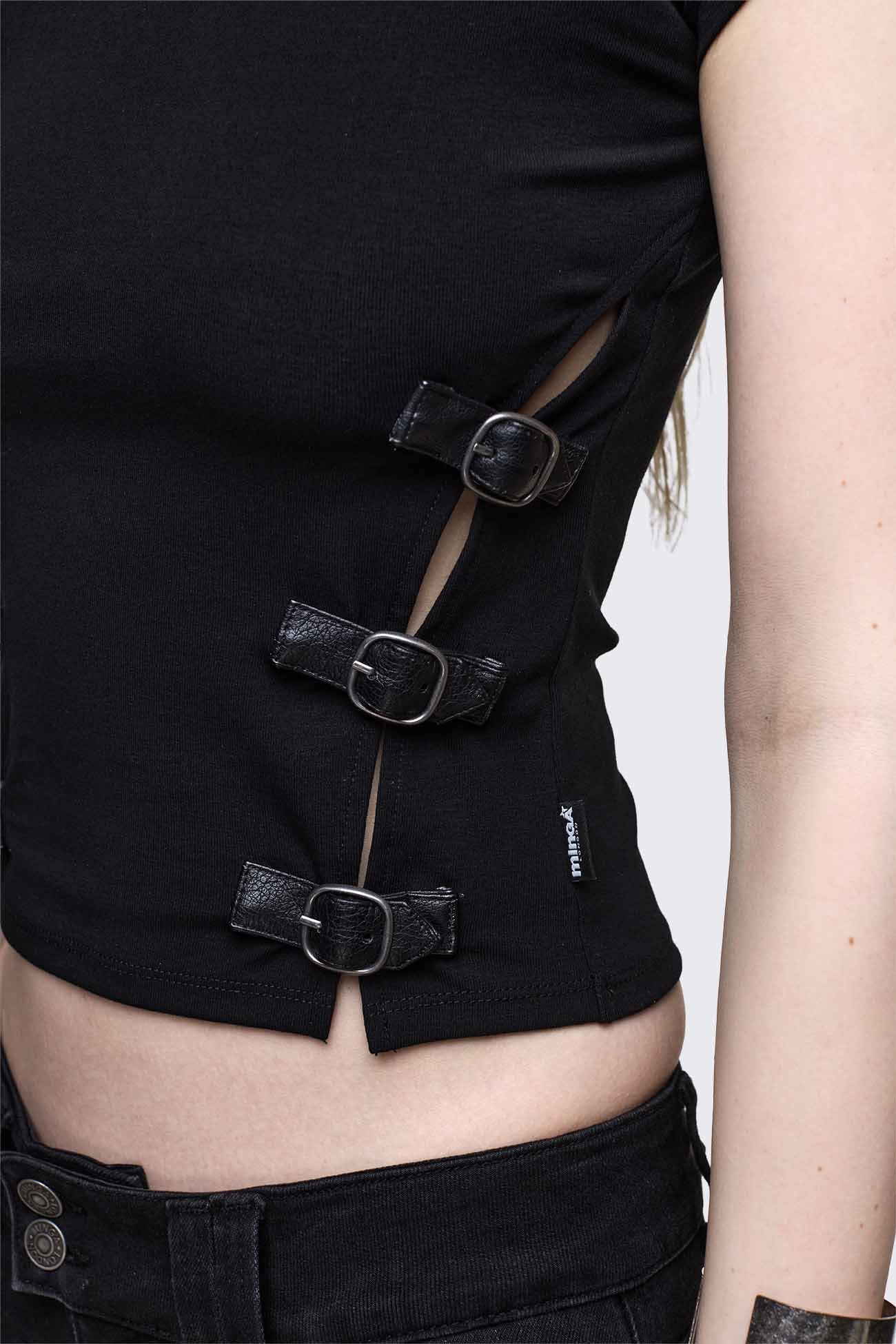 Oblivion Buckle Cut Out Baby Tee