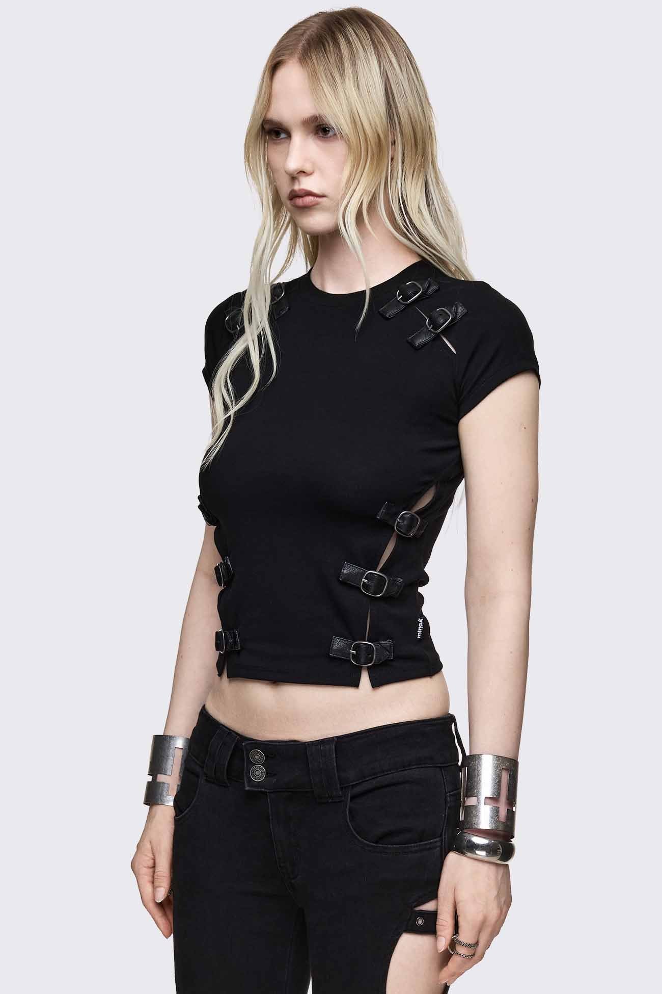 Oblivion Buckle Cut Out Baby Tee
