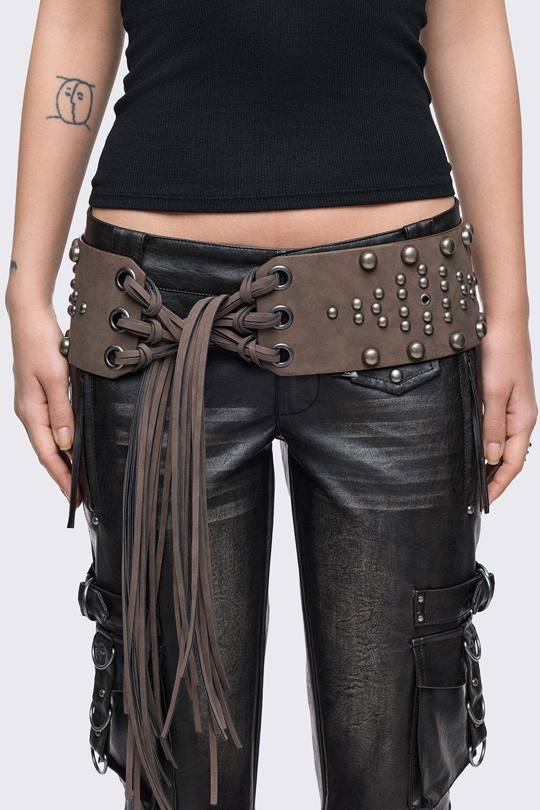 Petra Brown Fringe Belt
