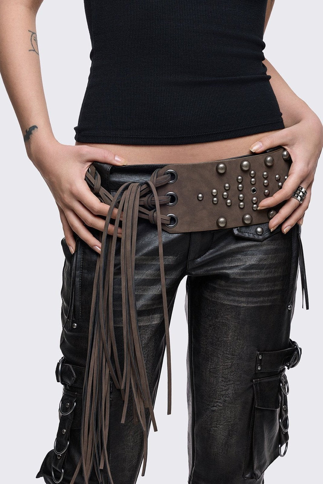 Petra Brown Fringe Belt
