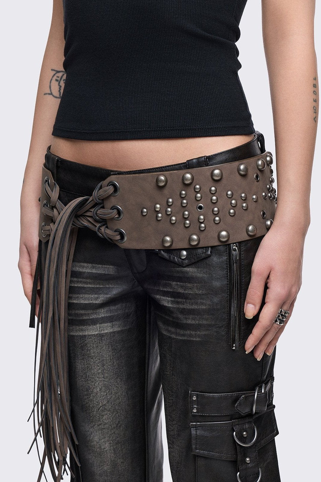 Petra Brown Fringe Belt