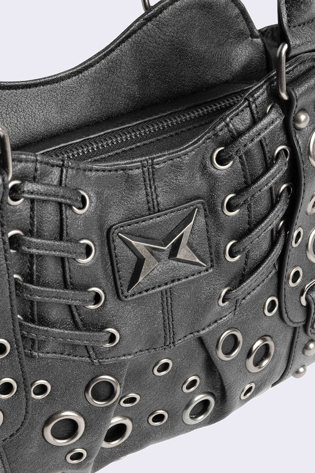 Rivet Faux Leather Shoulder Bag