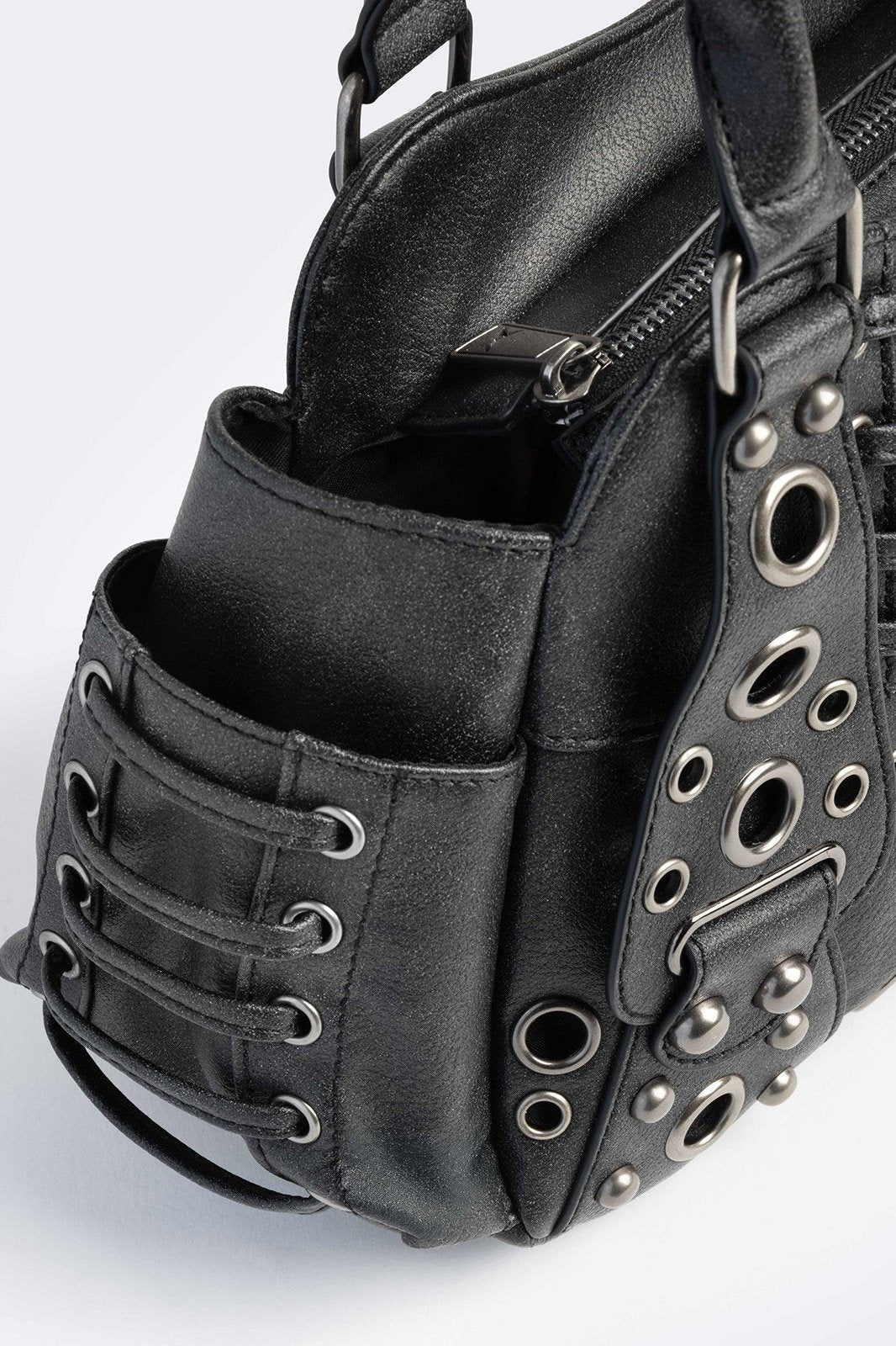 Rivet Faux Leather Shoulder Bag
