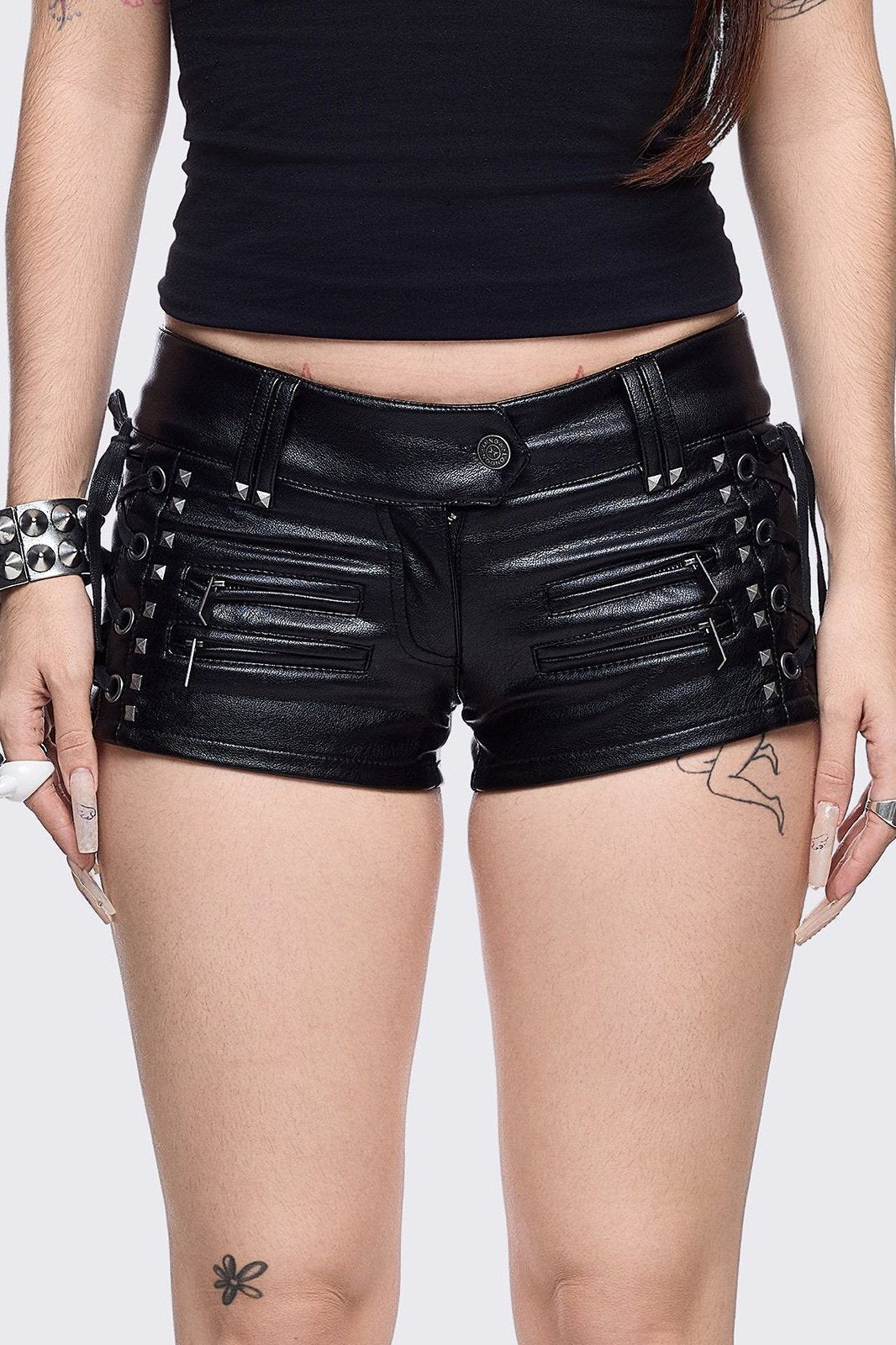Savage Mini Faux Leather Shorts