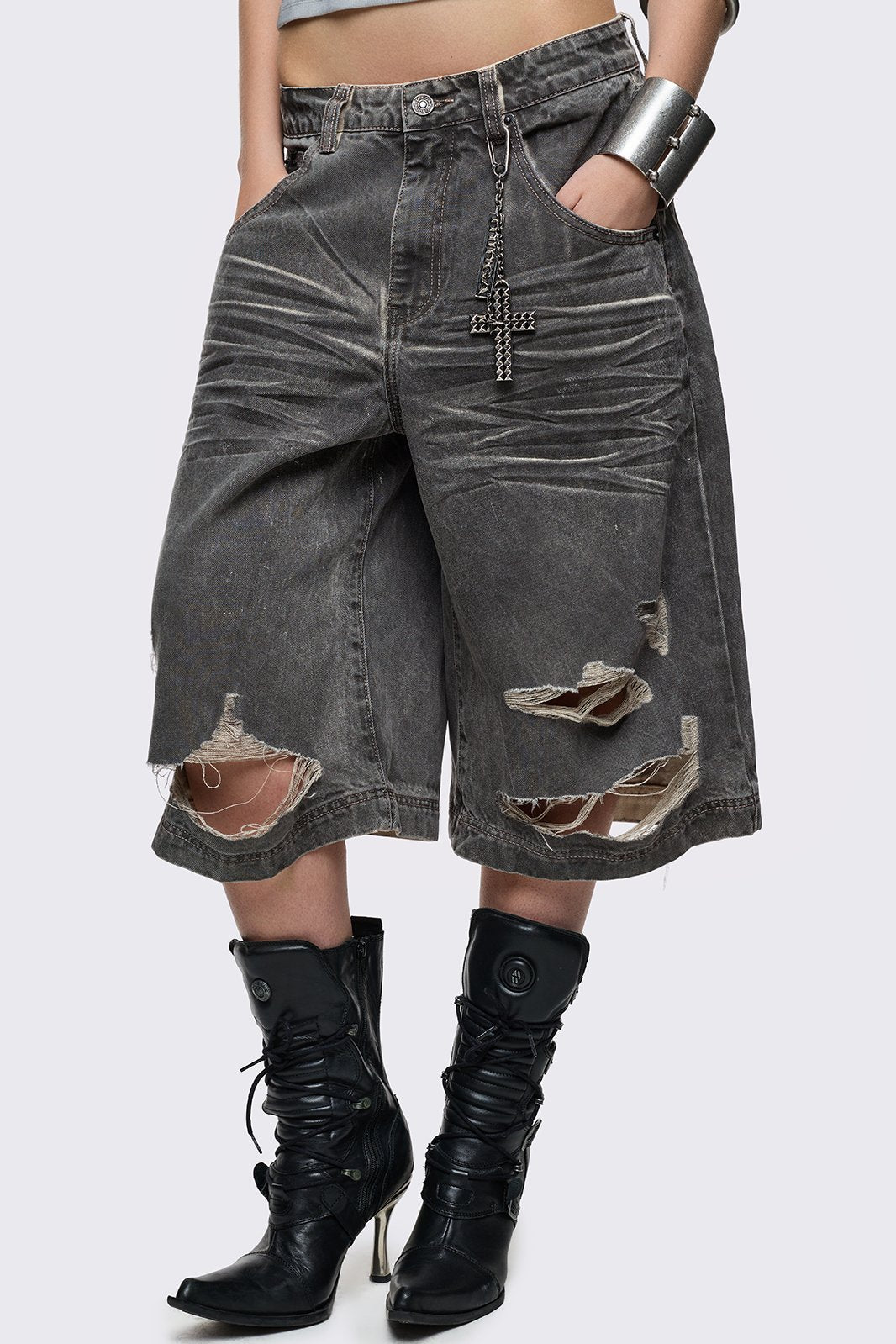Smoke Grey Washed Jorts
