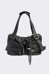Soot Faux Leather Shoulder Bag