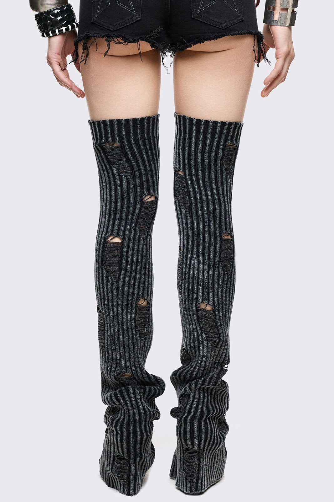 Torn Grey Leg Warmers