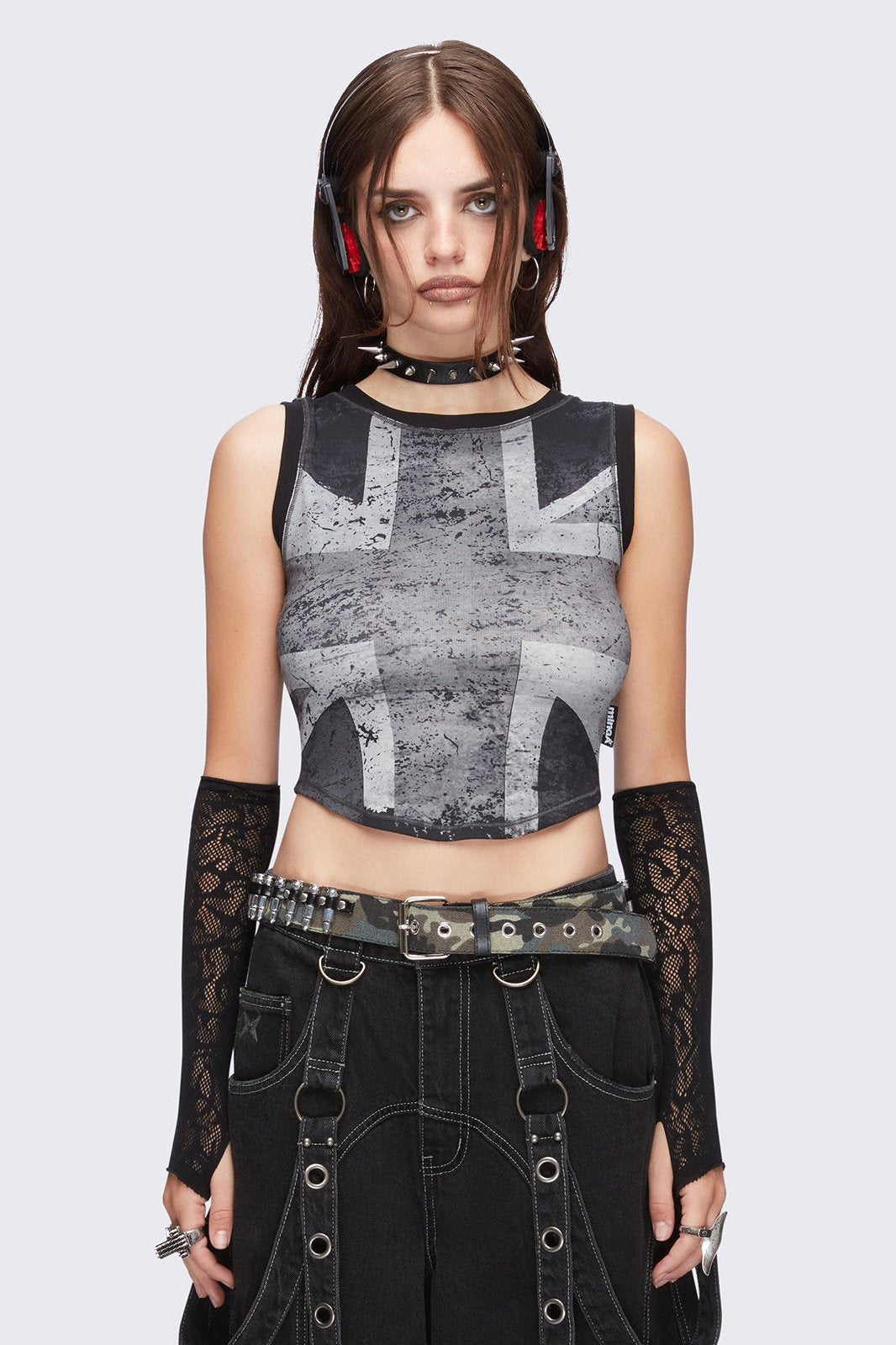 Union Jack Black Vest Top