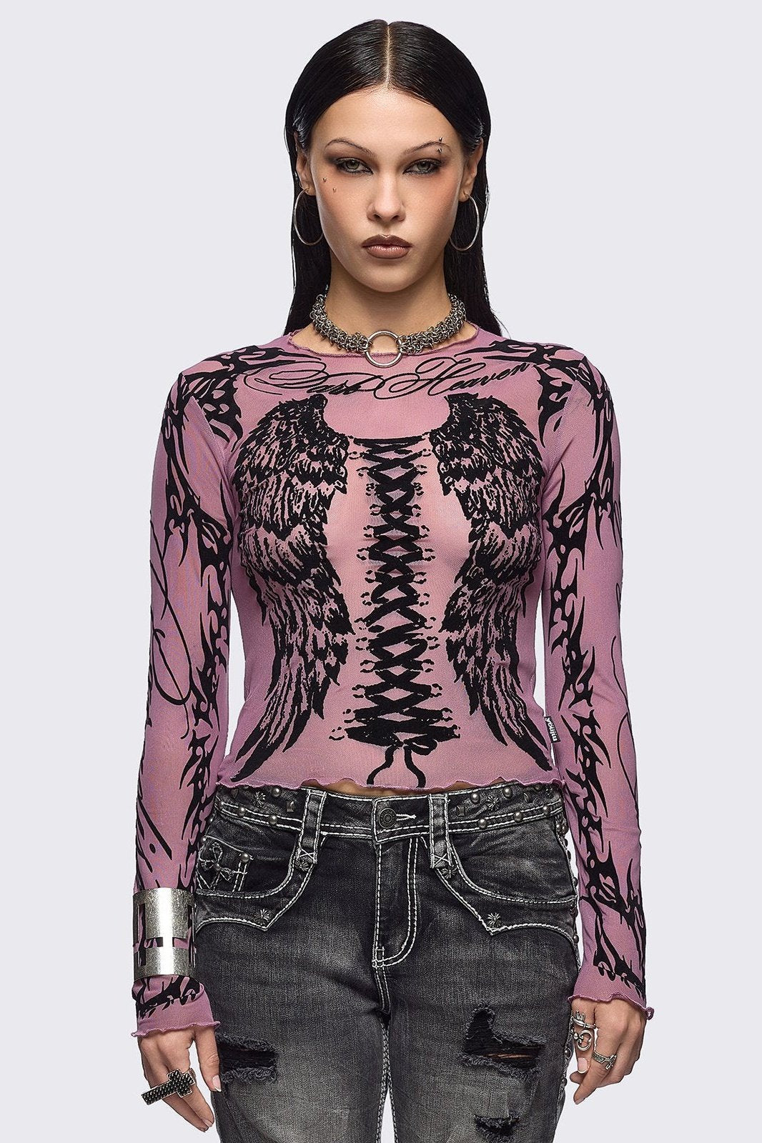 Wing It Pink Mesh Top
